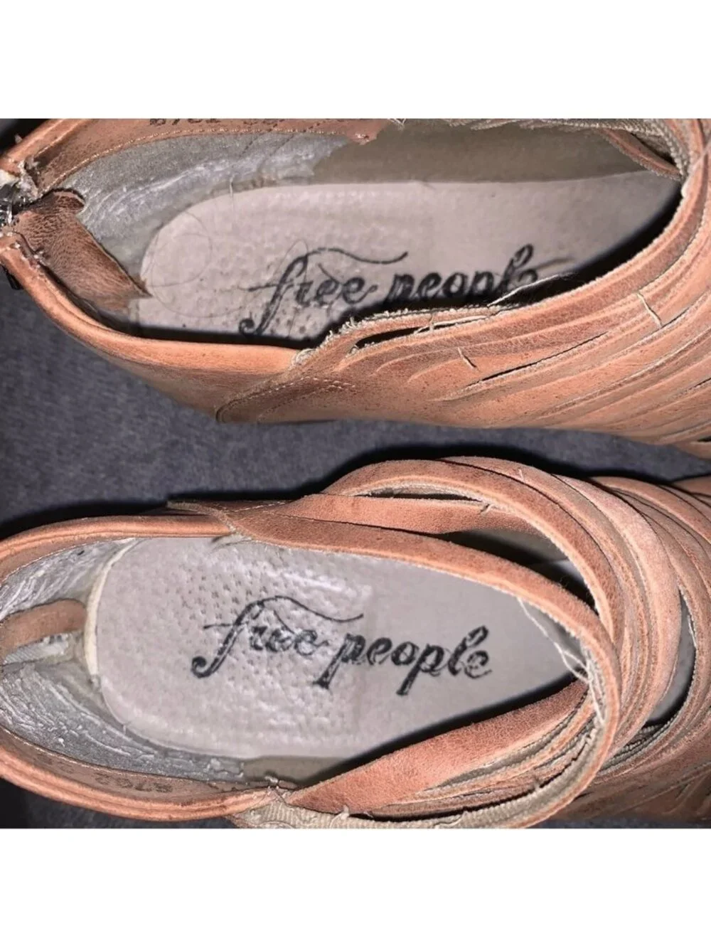 Free People Lost Valley Sliced Leather Booties Tan 38